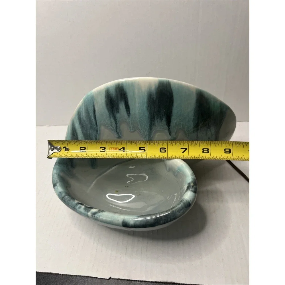 Vintage TV Lamp - Planter, Blue Teal Drip Glaze, Shell Design. Tested Works